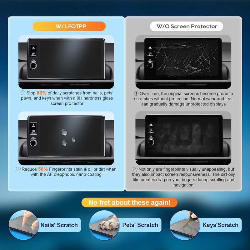 LFOTPP For 2026 CRV Screen Protector (WITHOUT Track Buttons)CRV Accessories 2026 Honda CRV (LX/EX/Sport Hybrid/EX-L/TrailSport Hybrid/Sport-L Hybrid)9 Inch Navi Touchscreen [Matte Glass] 2026 Anti-Glare Matte 9H Glass* - Image 5